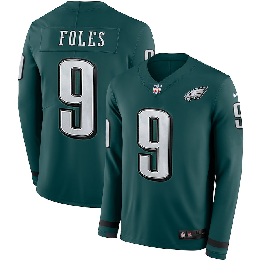 Men Philadelphia Eagles #9 Foles green Limited NFL Nike Therma Long Sleeve Jersey->detroit lions->NFL Jersey